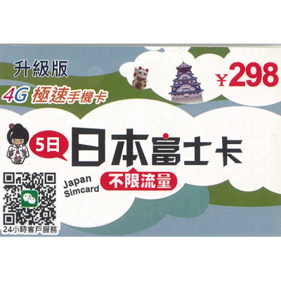 日本Softbank 5日4G 5GB之後降速無限《每日1GB 之後降速128k無限》上網卡電話卡SIM卡data(不包順豐)